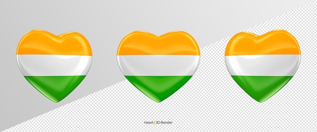 Colored hearts with India colors