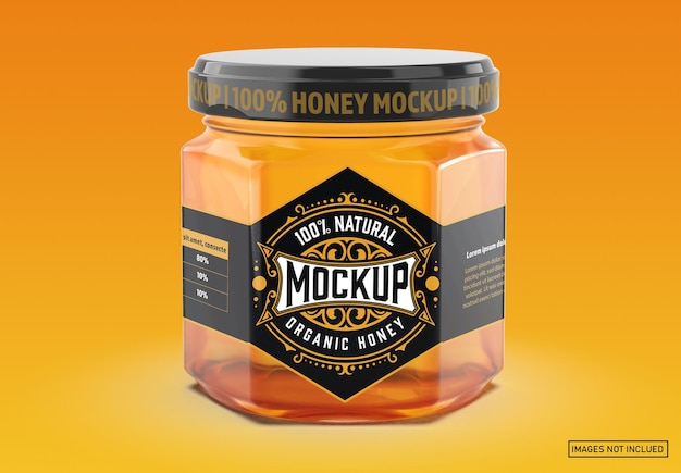 Colored honey jar label mockup