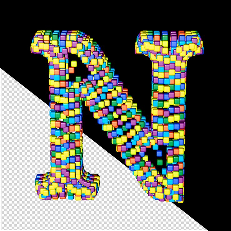 PSD colored letters from small cubes letter n