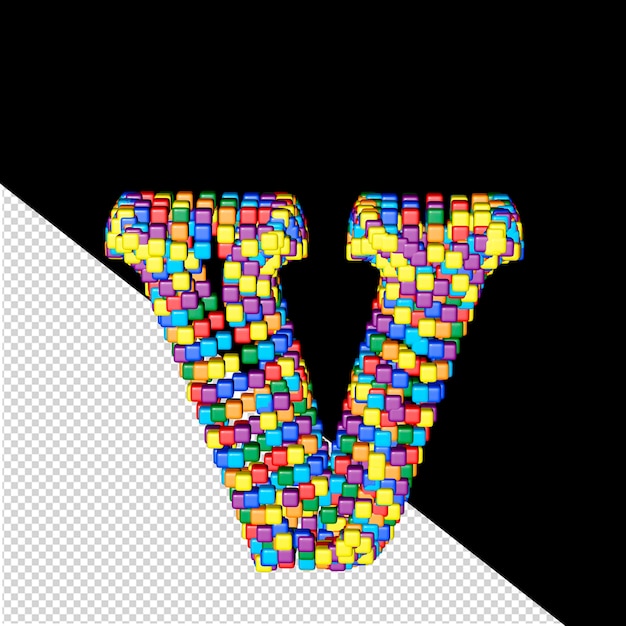 PSD colored letters from small cubes letter v