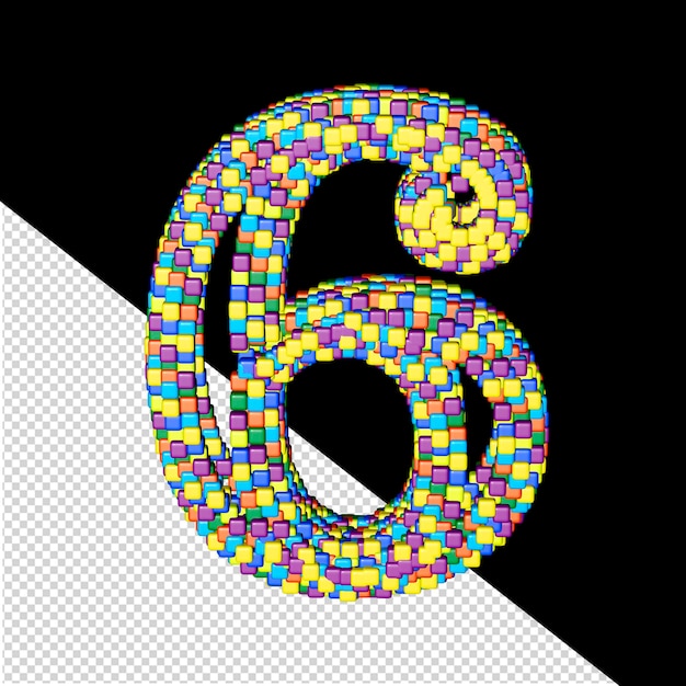 PSD lettere colorate da piccoli cubi numero 6