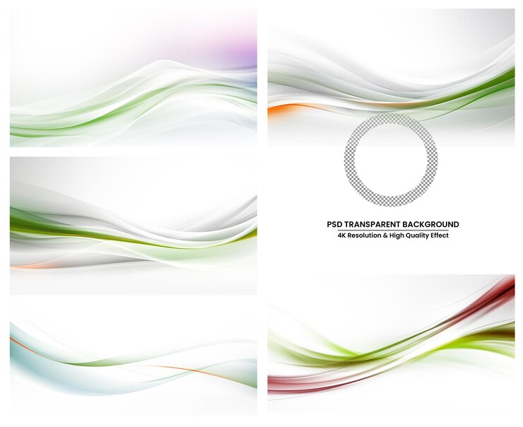 PSD colored light wave on white transparent background