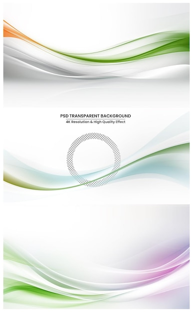 PSD colored light wave on white transparent background