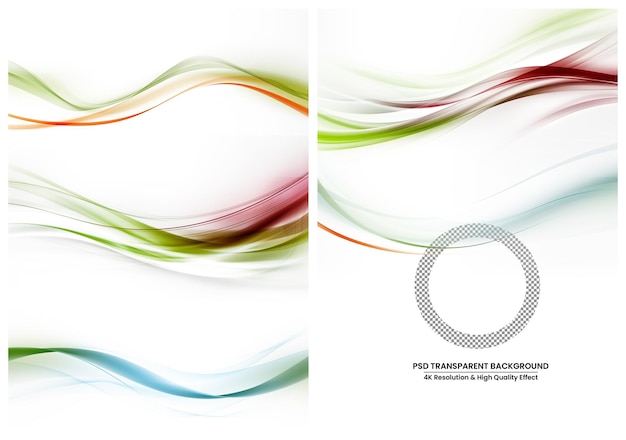 Colored light wave on white transparent background