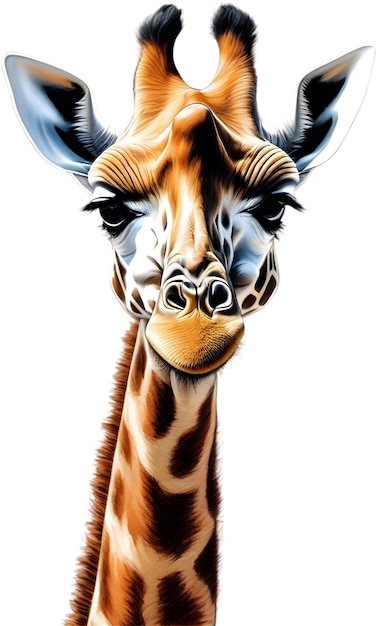 PSD colored pencil sketch of a giraffe