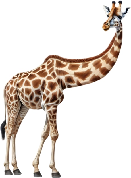 PSD Цветный карандашный эскиз жирафа