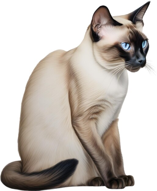 PSD colored pencil sketch of a siamese cat