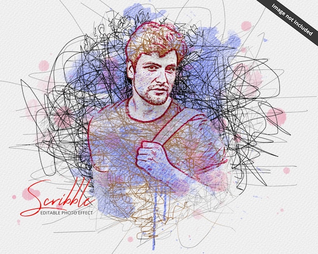 PSD colored scribble photo effect