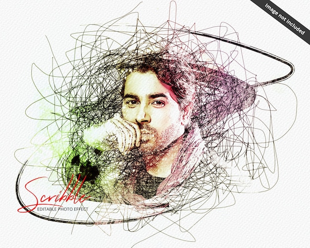 PSD colored scribble photo effect