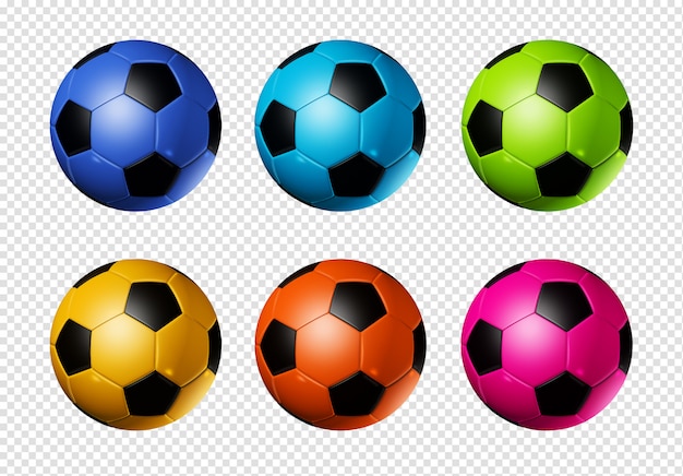 Colored soccer football balls