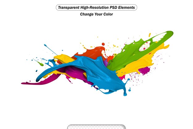 PSD colored splashes isolated on white transparent background