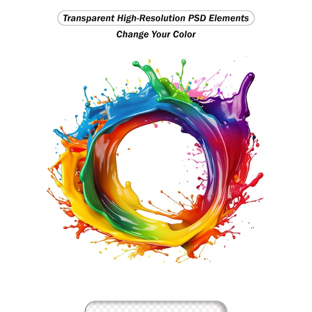 PSD colored splashes in stripe shape transparent