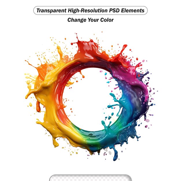 PSD colored splashes in stripe shape transparent