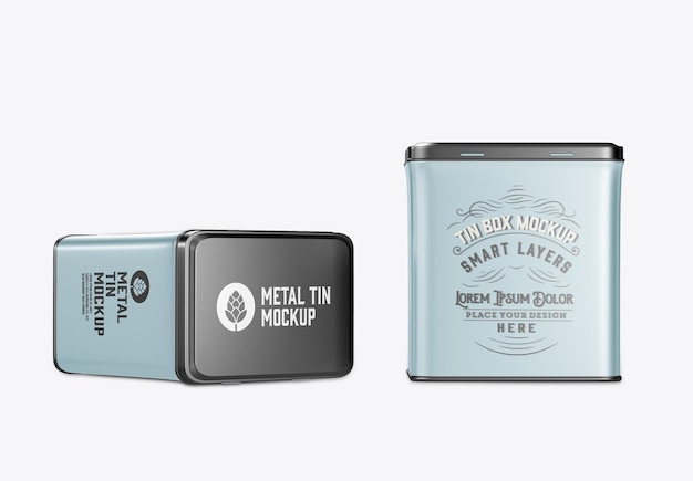 PSD colored tea tin mockup