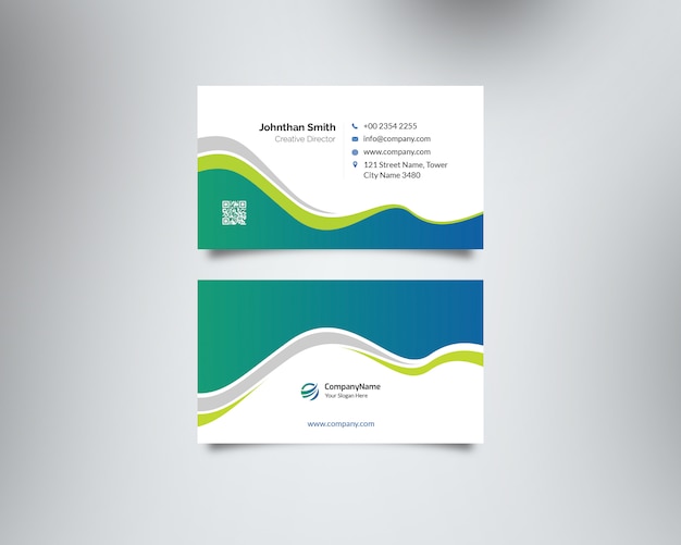 PSD colored waves business card tempalte design