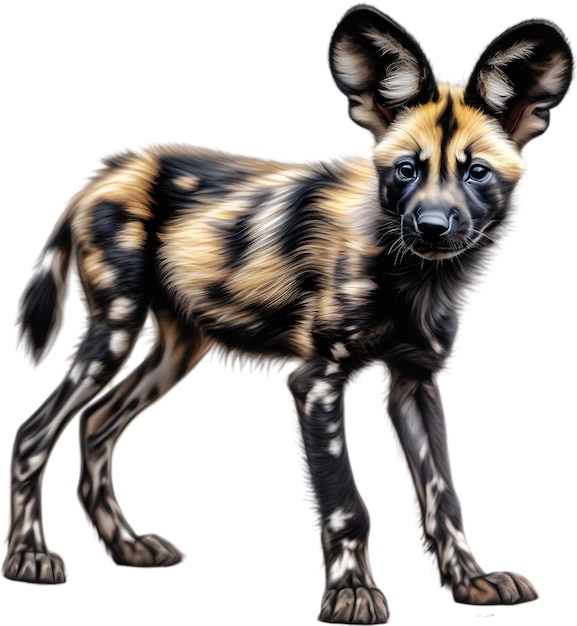 PSD coloredpencil sketch of an african wild dog