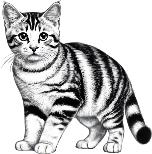 Цветный эскиз американской короткошерстной кошки aigenerated
