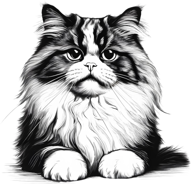 PSD coloredpencil sketch of a persian cat aigenerated