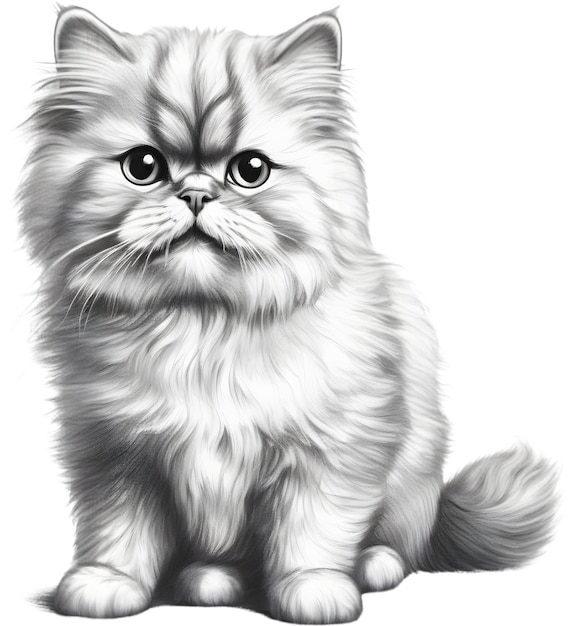 PSD coloredpencil sketch of a persian cat aigenerated