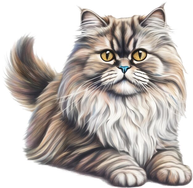 PSD disegno a matita colorata di un gatto persiano aigenerated