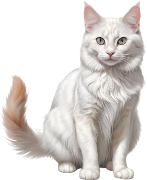 Coloredpencil sketch of a turkish angora cat