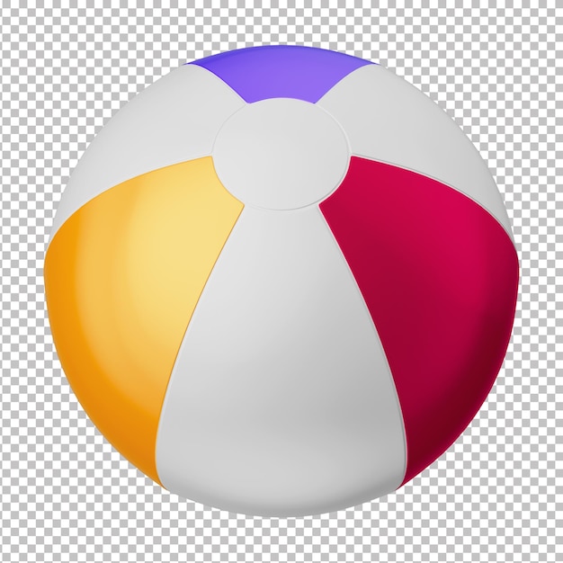 PSD colorful 3d beach ball with transparent background