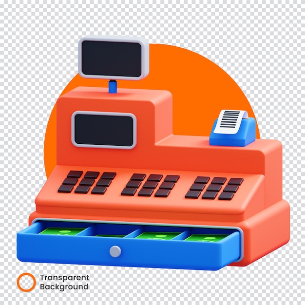 Colorful 3D Cash Register Icon For Shopping Concepts