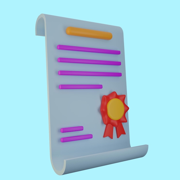 PSD colorful 3d certificate icon