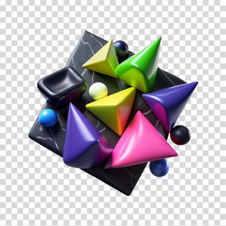 PSD colorful 3d geometric shapes
