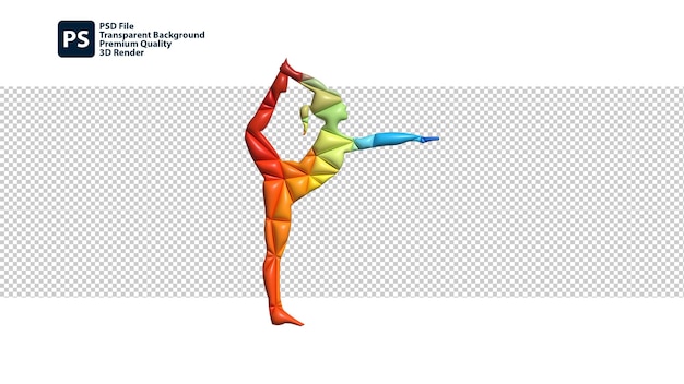 PSD illustrazione colorata 3d di pose yoga