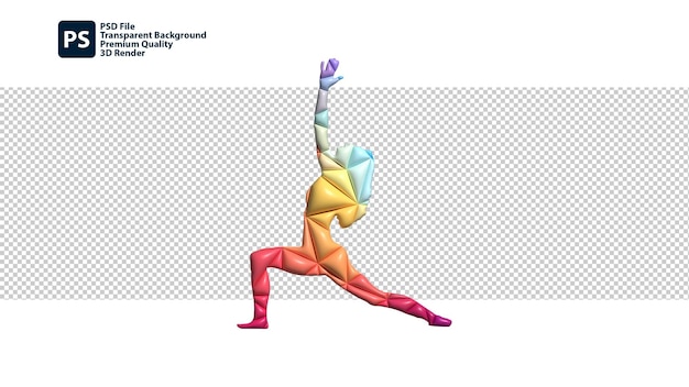 PSD colorful 3d illustration of yoga poses