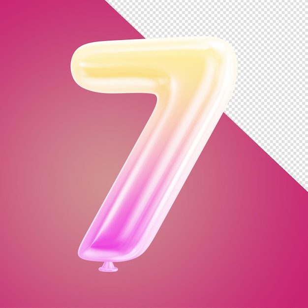 PSD a colorful 3d number 7 with a pink background.