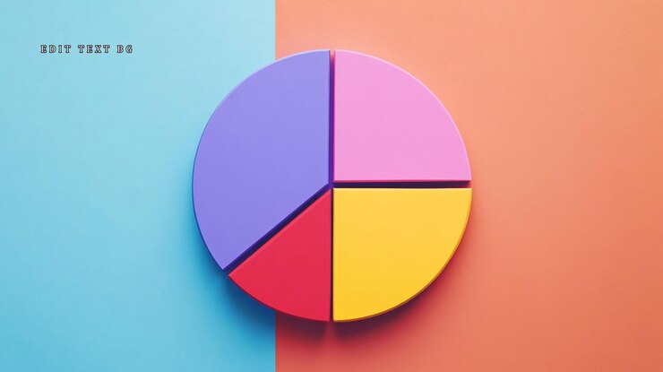 PSD colorful 3d pie chart on a twotoned background