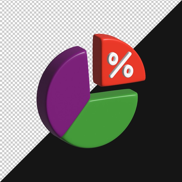 Colorful 3D Pie Chart with Percentage Symbol