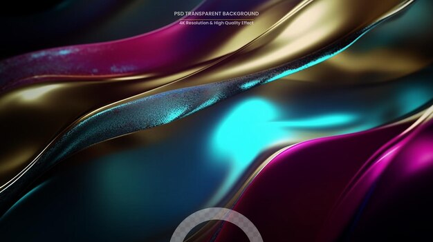 Colorful 3d render metal smooth stream on black background