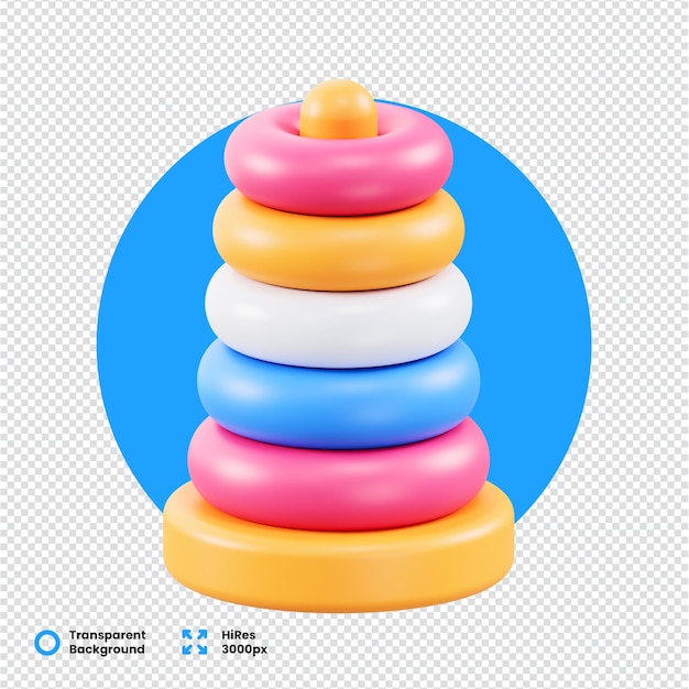 colorful 3d rendered pyramid rings on transparent background