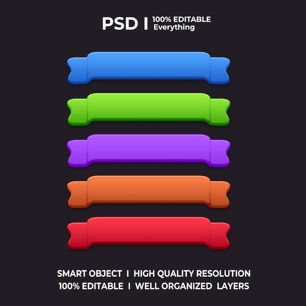 colorful 3d ribbon banners for ui and promotions
