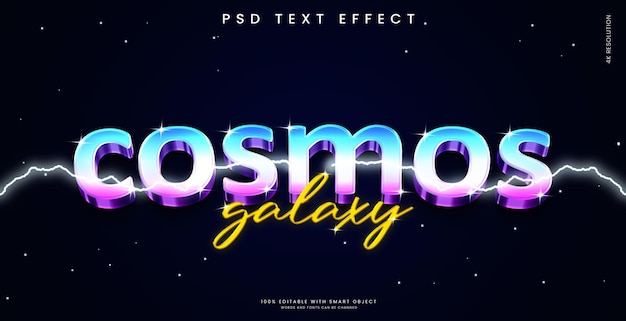 A colorful 3d space text effect with a dark background