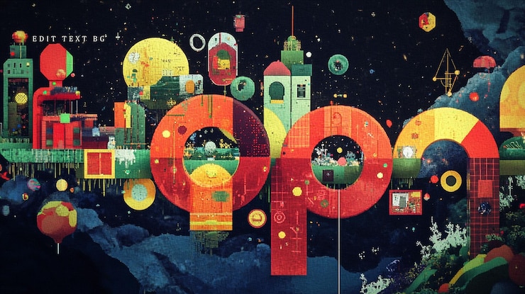 PSD colorful abstract cityscape forming the word hope in a space setting