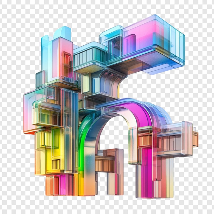 PSD colorful abstract glass building architecture design modern art