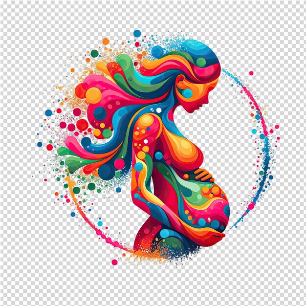 PSD colorful abstract illustration of a woman with the number on her head