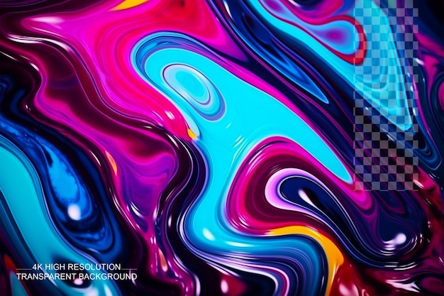 PSD Цветная абстрактная живопись жидкий мрамор образует завораживающий яркий шарм прозрачный фон