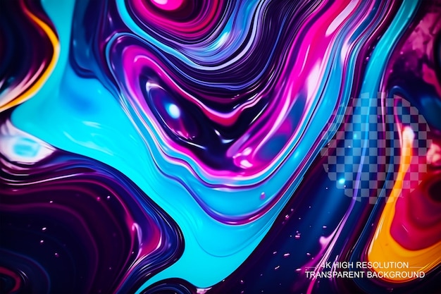 PSD colorful abstract painting liquid marbling forms a mesmerizing vibrant alluretransparent background