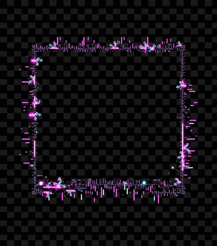 PSD a colorful abstract picture frame with purple and pink glitters