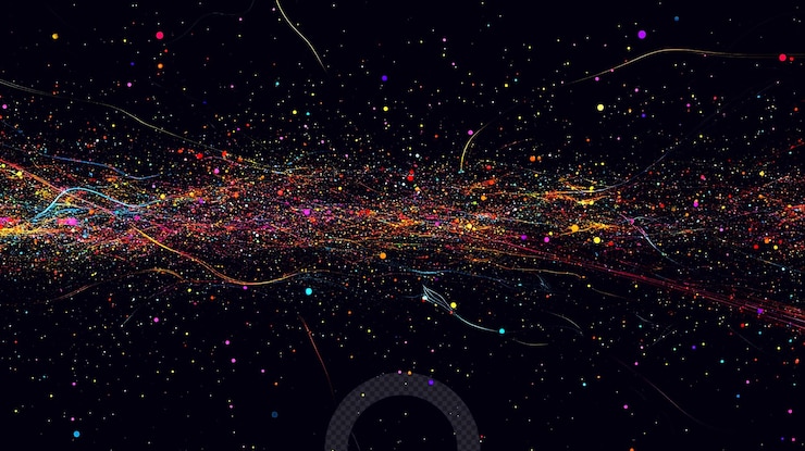 PSD colorful abstract representation of cosmic dust and energy in deep space