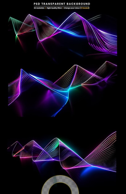 PSD colorful abstract shapes on transparent background