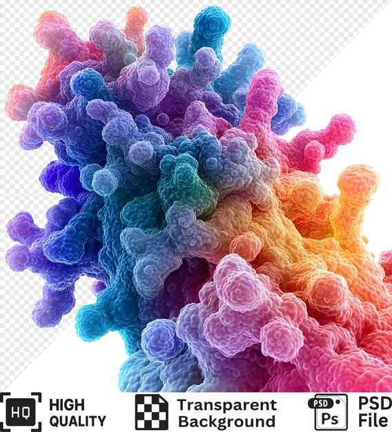 Colorful Abstract Structure Made of Rounded Shapes Isolated on a Transparent Background