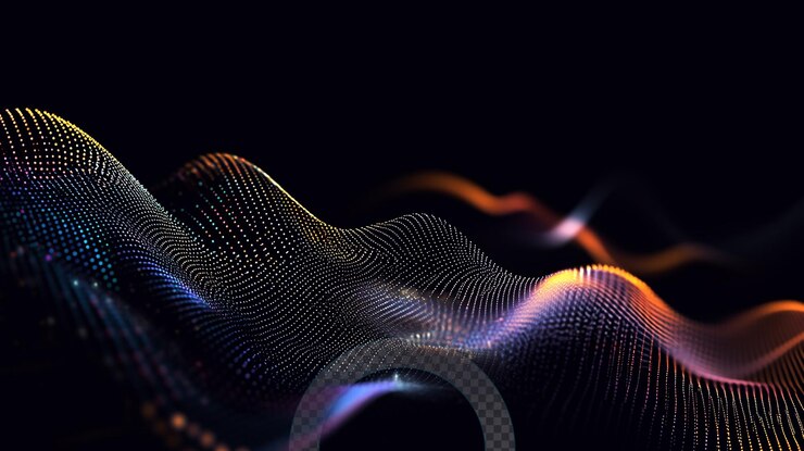 PSD colorful abstract waves with glowing dots create a captivating visual experience