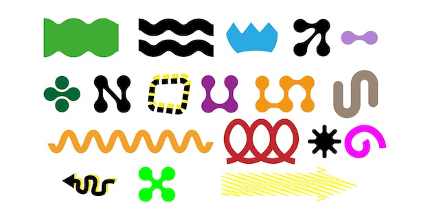 Colorful Abstract Wavy and Geometric Vector Elements Set