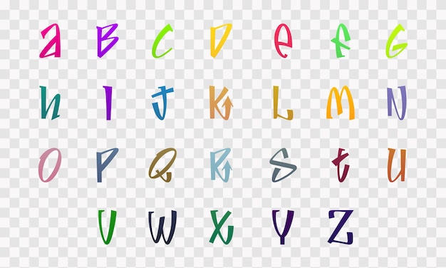 PSD colorful alphabet on transparent background